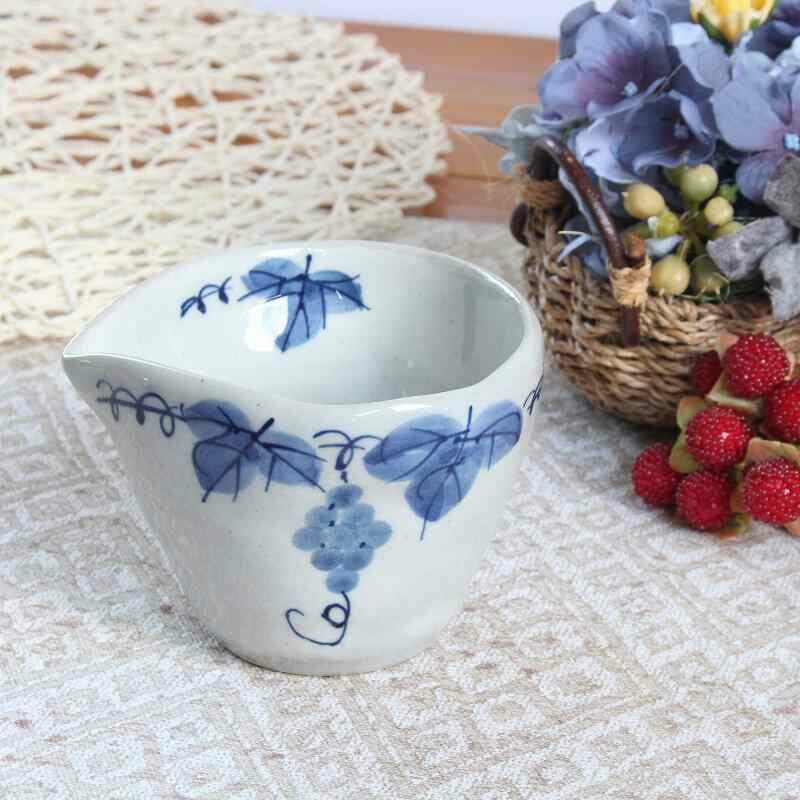 日本製 瀨戶燒 粉引藍白葡萄紋茶杯 陶瓷麵碗 | 湯碗 片口杯 茶杯 茶碗 豬口杯 藍白葡萄紋 日式餐具