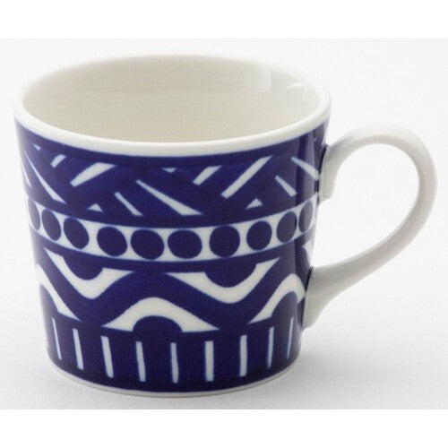 日本製 北歐風藍白圖騰咖啡杯碟 200cc | 巴克風 海軍藍餐盤 甜點盤 幾何盤 紅茶杯 茶杯 杯盤組