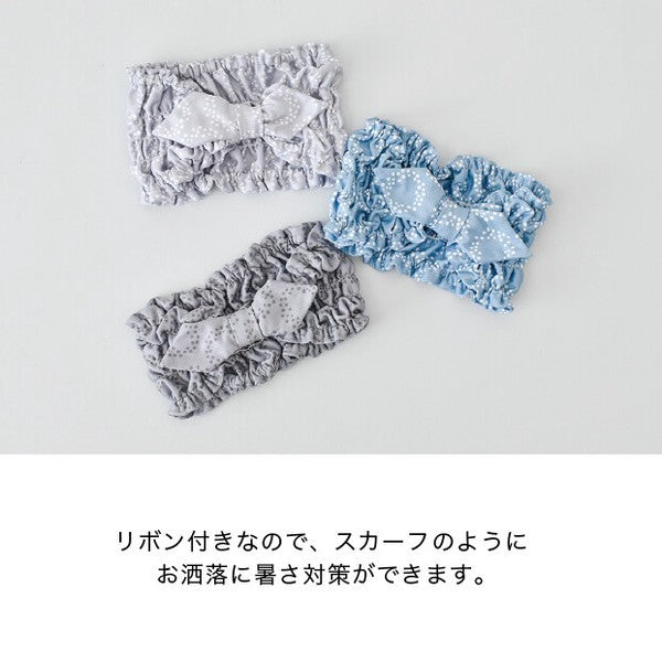 日本 抗UV可愛荷葉設計涼感巾 抗菌加工 點點款 變形蟲款|涼感巾 脖子防曬 運動毛巾