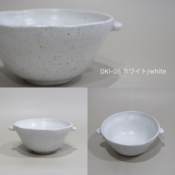 日本製 美濃燒 mimi雙耳造型湯碗12cm 奶油白 棕色 白色|甜點碗 餐具碗 雙耳碗