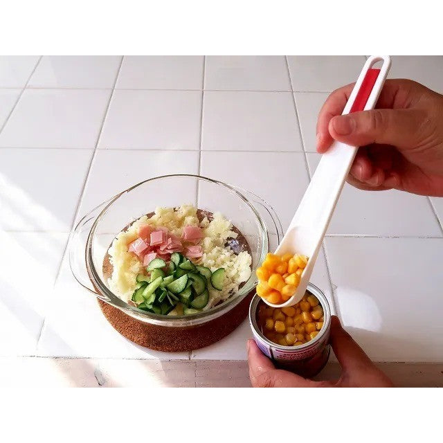 日本製 小久保 玉米罐頭漏勺湯匙 | 漏勺 挖勺 罐頭湯匙 濾勺 附叉子 撈勺 刮勺 罐頭勺 塑膠湯匙