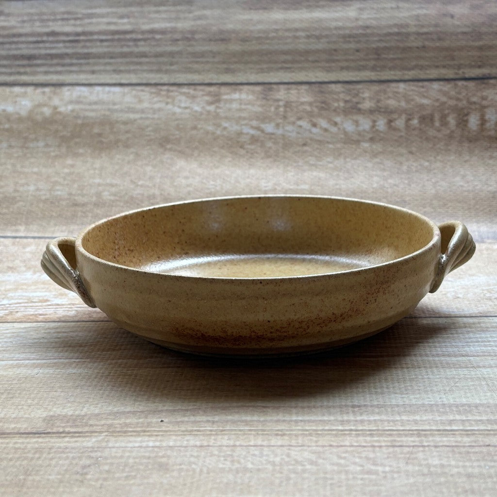 日本製 美濃燒 陶瓷圓形雙耳盤 | 雙耳圓盤 陶瓷盤 圓盤 盤子 雙耳盤 深盤 可堆疊