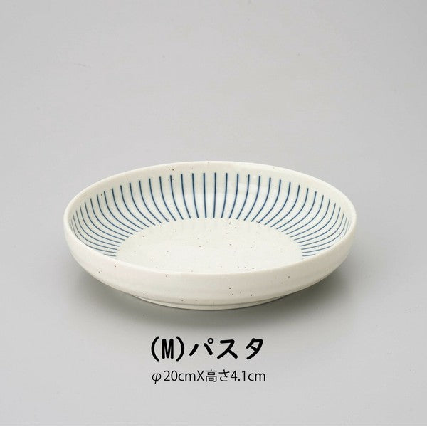 日本製 美濃燒 粉引紺十草 陶瓷碗盤 | 線條餐盤 日本餐盤 圓盤 飯碗 小碗 陶瓷盤 盤子 日本碗