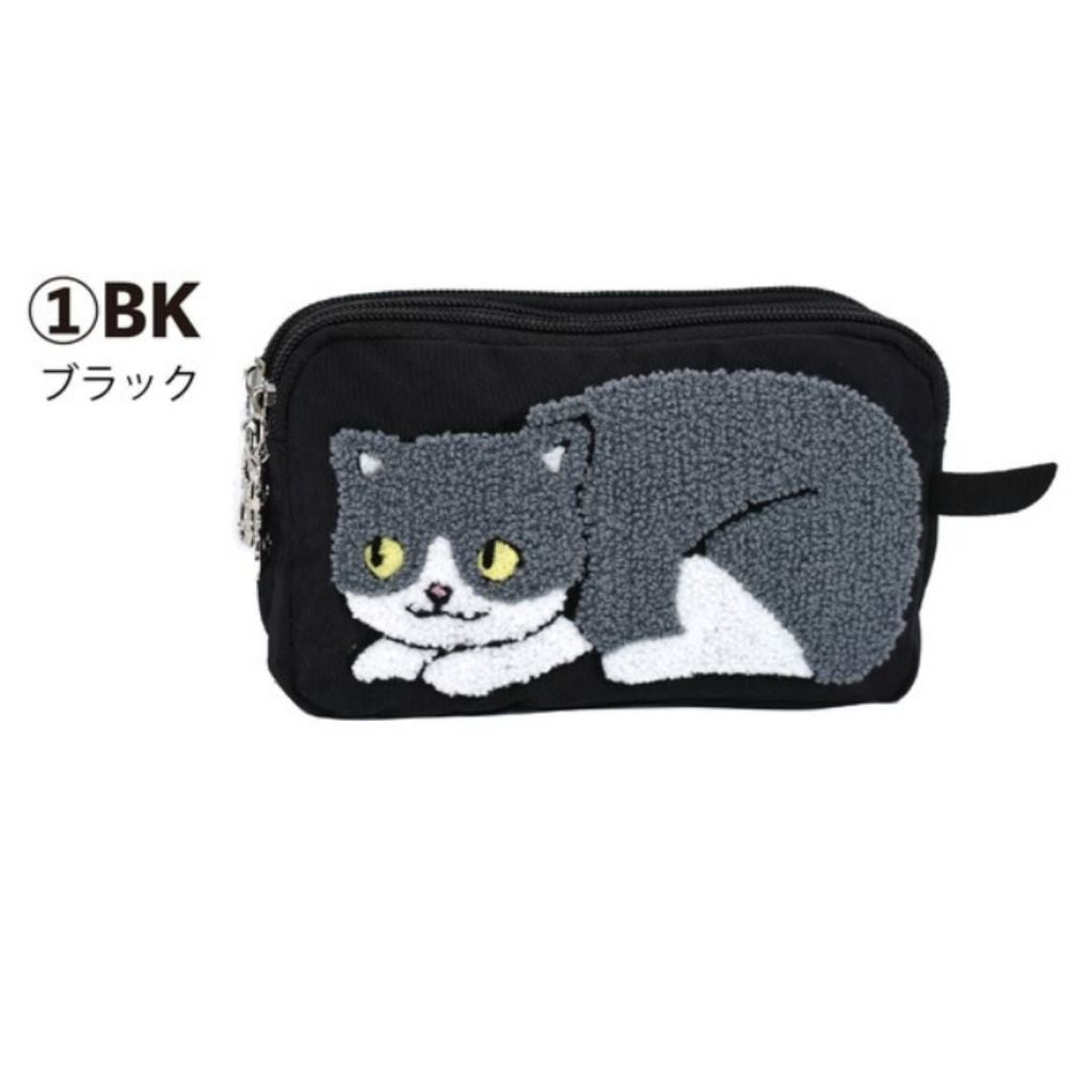 日本 超人氣 貓咪刺繡錢包/收納袋 | 手機包 零錢包 萬用包 拉鍊包 化妝包 小物收納包 分隔包