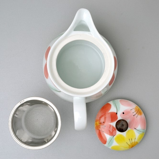 日本製 佐賀 有田燒 手繪花朵茶壺 | 泡茶壺 日本茶壺 花卉茶壺 泡茶 茶具 茶杯 櫻花茶壺 陶瓷茶壺