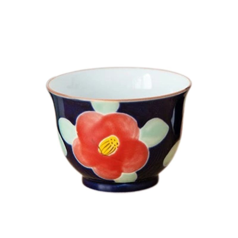 日本製 有田燒 手繪釉彩紅色椿花茶具3入組 側把茶壺 茶杯|泡茶壺 陶瓷茶杯 入厝禮盒