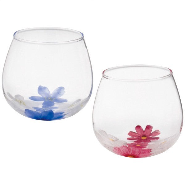 日本製 Flora 漂浮花玻璃對杯禮盒 320ml|冷水杯 酒杯 入厝禮物 結婚禮物