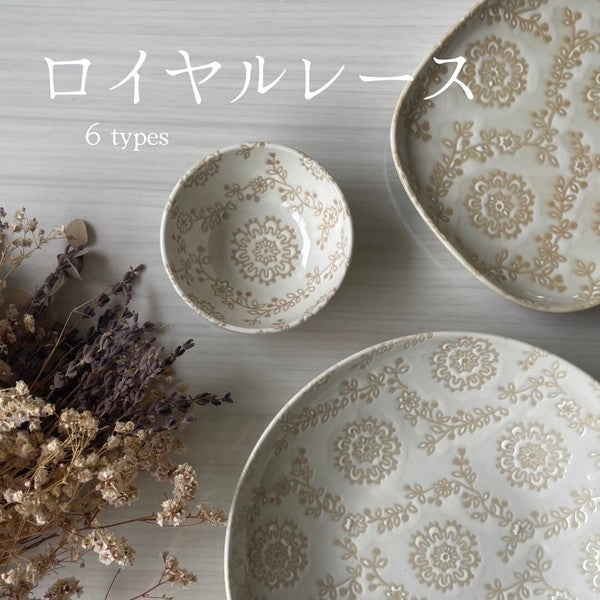 日本製 優雅蕾絲花邊造型陶瓷小碗|美濃燒 水果碗