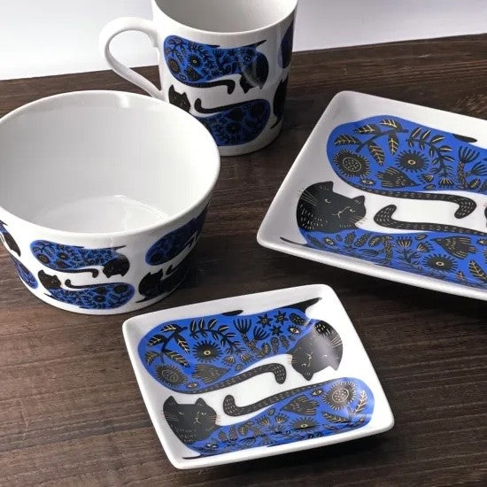 美濃燒 Orie 植物與黑貓 陶瓷餐盤︱盤子 日式