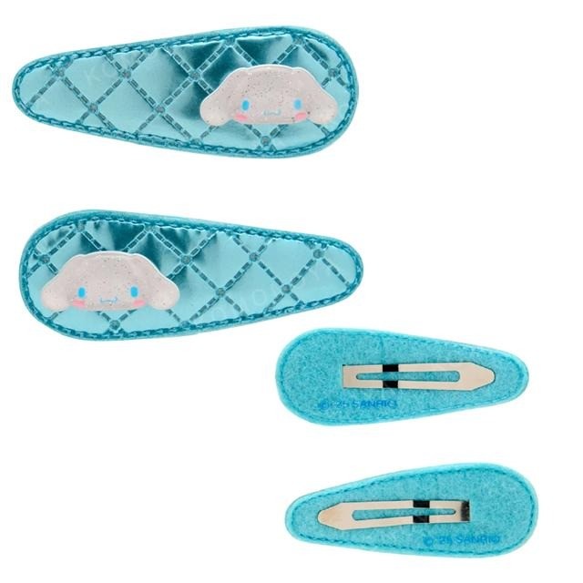 日本 三麗鷗 Sanrio 菱格紋髮夾2入組 | 金屬風 瀏海夾 小髮夾 HelloKitty 美樂蒂