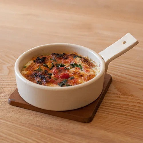 4th market 日本製 耐熱陶瓷煎鍋 附鍋蓋 | 可直火/烤箱 焗烤/蒸煮/煎烤料理 兩色