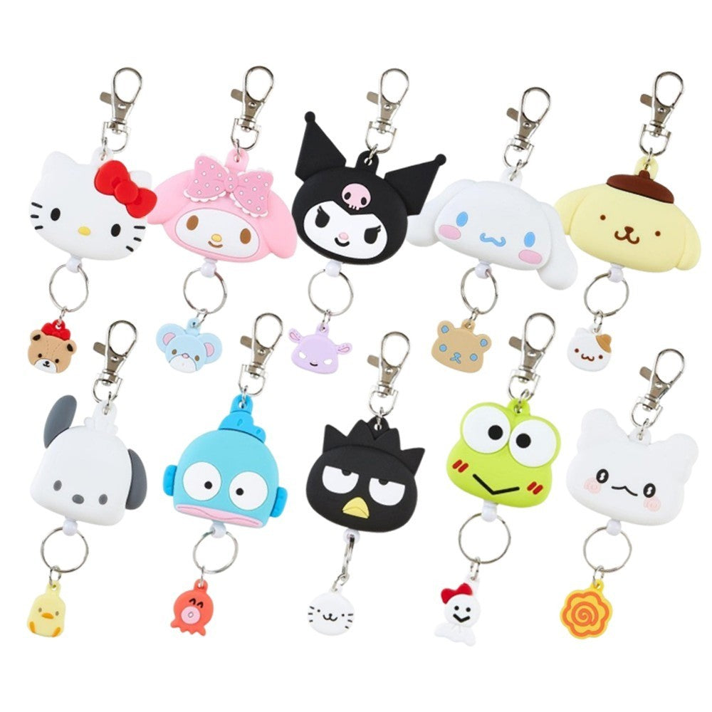 日本 正版三麗鷗 矽膠伸縮鑰匙圈 | Sanrio 易拉扣 鑰匙扣 酷洛米 美樂蒂 凱蒂貓