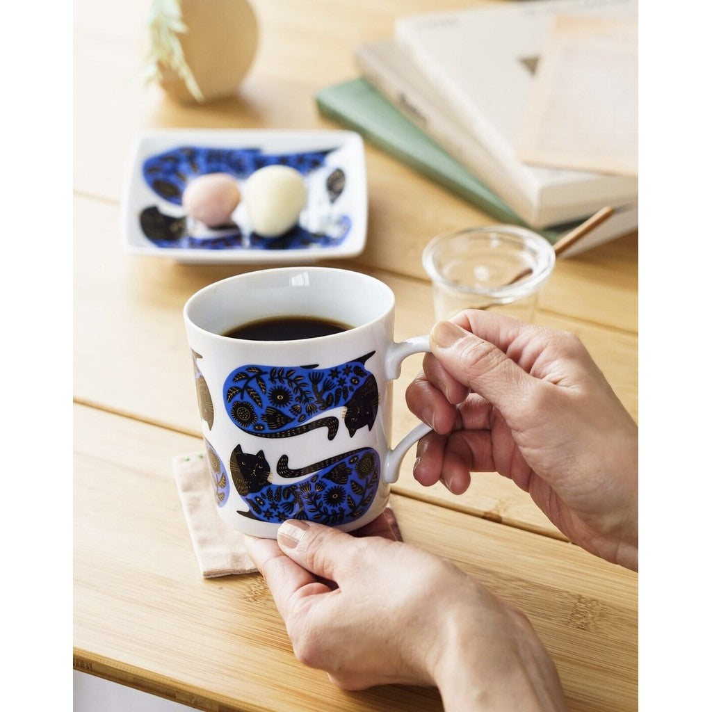 美濃燒 Orie 植物與黑貓 陶瓷餐盤︱盤子 日式