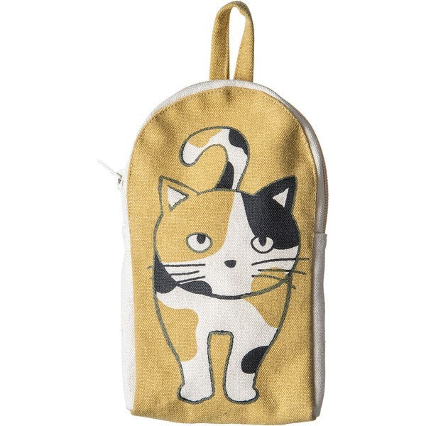 日本 AND PACKABLE 貓咪毛絨球收納袋 | 帆布袋 萬用袋 小物包 眼鏡包 純棉