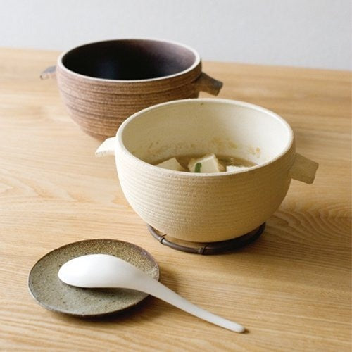 4th market 日本製 直火小千谷鍋 840cc 黑茶色 | 直火湯碗 一人湯鍋 可直火/烤箱