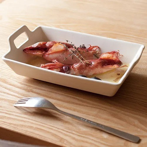 4th market 日本製 簡約方型焗烤盤 三色 | 雙耳烤盤 方盤 焗烤料理 烤魚 甜點烤盤