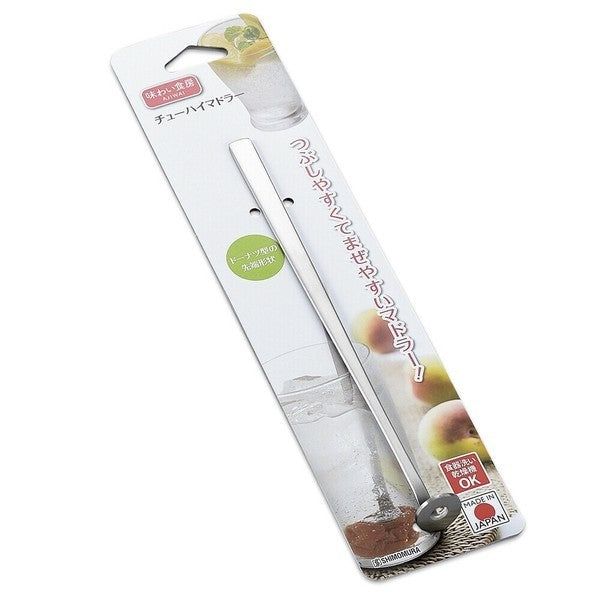 日本製 下村工業 不銹鋼圓頭攪拌棒 | 雞尾酒攪拌棒 飲料攪拌棒 甜甜圈形狀 輕鬆壓碎 調酒工具