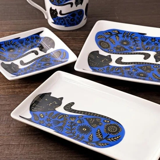 美濃燒 Orie 植物與黑貓 陶瓷餐盤︱盤子 日式