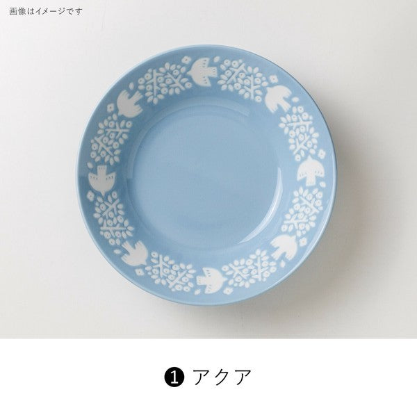 日本製 美濃燒 LINTU 小鳥植物深盤 22.5cm 兩色 | 北歐風 大容量 湯碗 義大利麵 咖哩盤