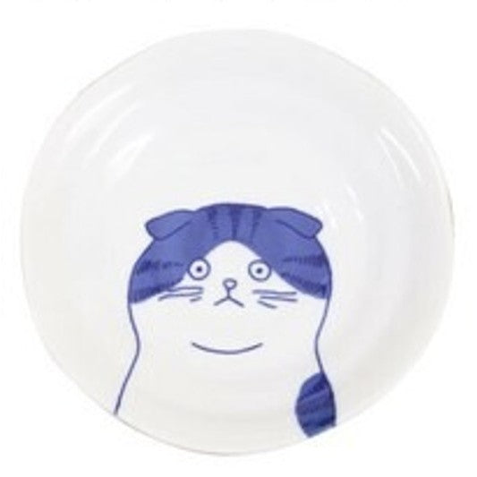 日本製 美濃燒 Shichita 陶瓷貓咪圓盤 16cm | 點心盤 水果盤 沙拉盤 甜點盤