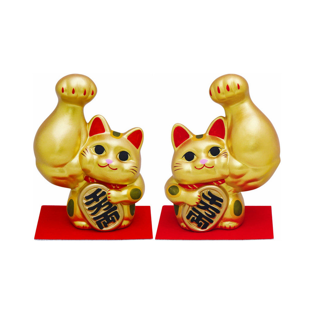 龍虎堂 金色肌肉強臂招財貓︱招財招福 擺件