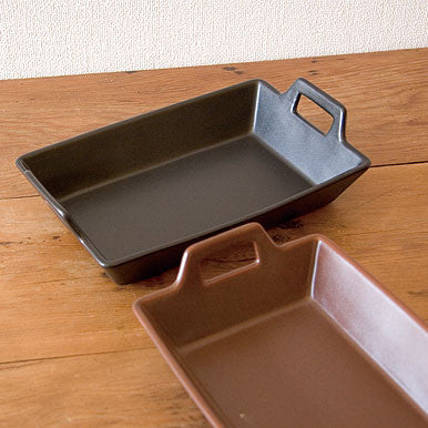4th market 日本製 簡約方型焗烤盤 三色 | 雙耳烤盤 方盤 焗烤料理 烤魚 甜點烤盤