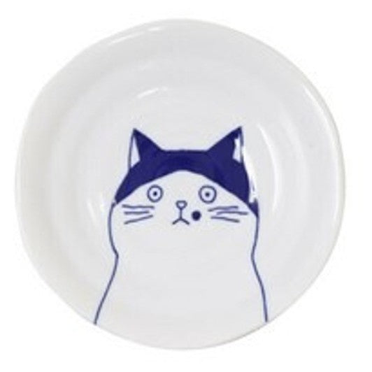 日本製 美濃燒 Shichita 陶瓷貓咪圓盤 16cm | 點心盤 水果盤 沙拉盤 甜點盤