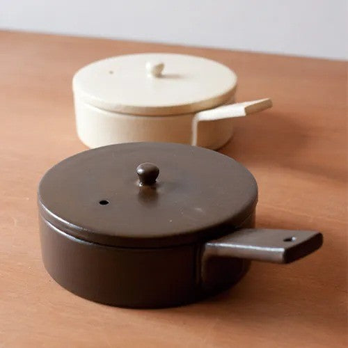 4th market 日本製 耐熱陶瓷煎鍋 附鍋蓋 | 可直火/烤箱 焗烤/蒸煮/煎烤料理 兩色