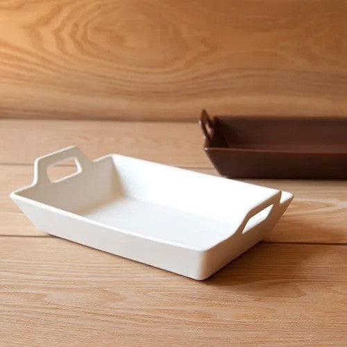 4th market 日本製 簡約方型焗烤盤 三色 | 雙耳烤盤 方盤 焗烤料理 烤魚 甜點烤盤