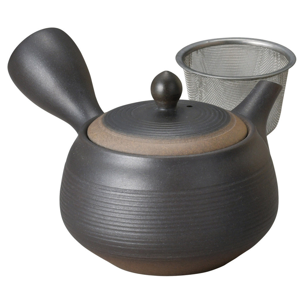 常滑燒 黑吹細千步茶壺 360ML︱附濾網 橫手急須 日式茶壺 茶具