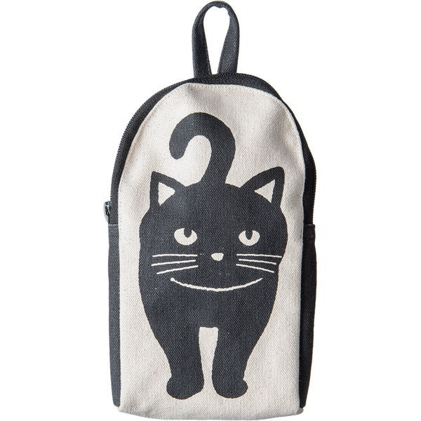 日本 AND PACKABLE 貓咪毛絨球收納袋 | 帆布袋 萬用袋 小物包 眼鏡包 純棉