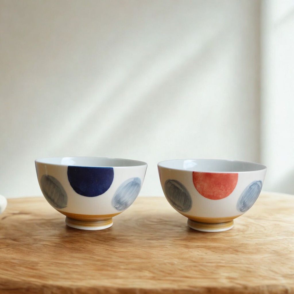 日本製 波佐見燒 圓點陶瓷飯碗 | 丸紋 陶瓷碗 飯碗 小碗 茶碗 日式碗 兩色