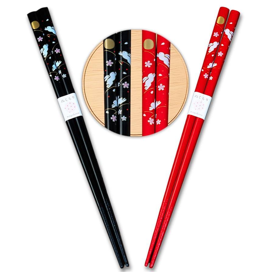 日本製 摺紙筷架 2入組∣對筷 筷子 筷袋 天然木 兔子 櫻花 日式圖案