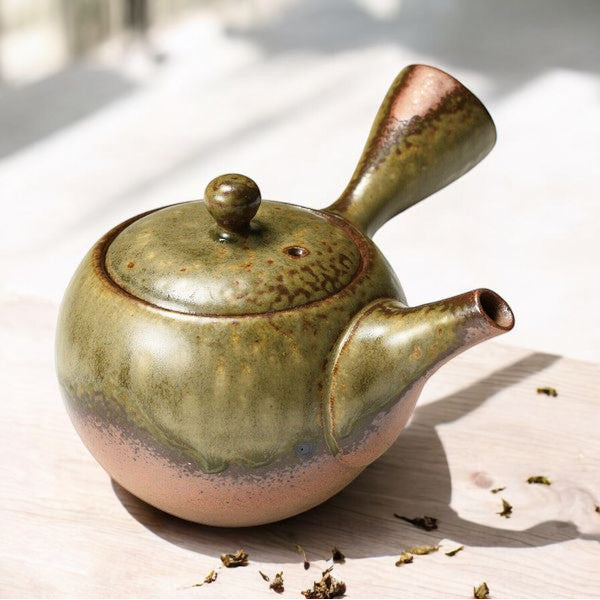 日本製 天然木灰釉急須壺 | 一心丸急須 圓形茶壺 橫手急須 日本茶壺 泡茶壺