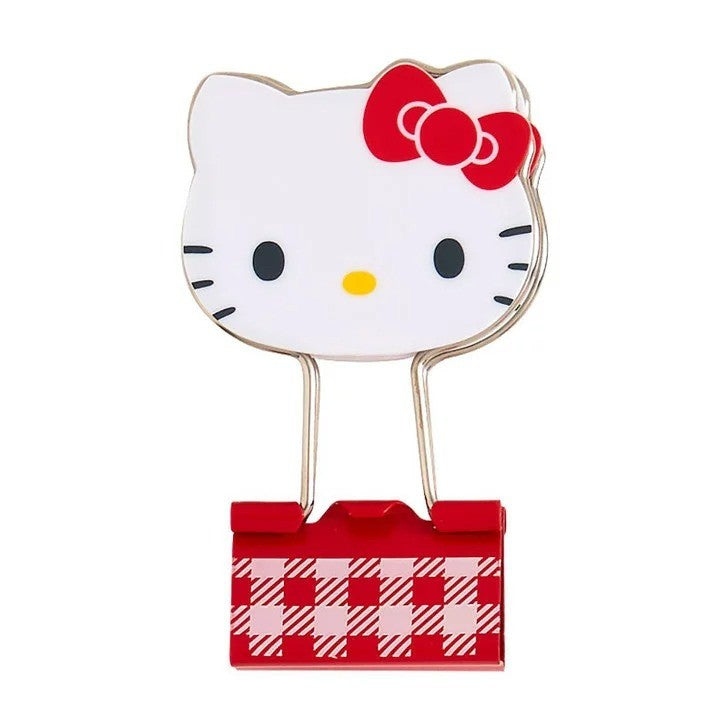 日本 Sanrio 三麗鷗格紋造型長尾夾 3入組|文件夾 手帳夾 燕尾夾