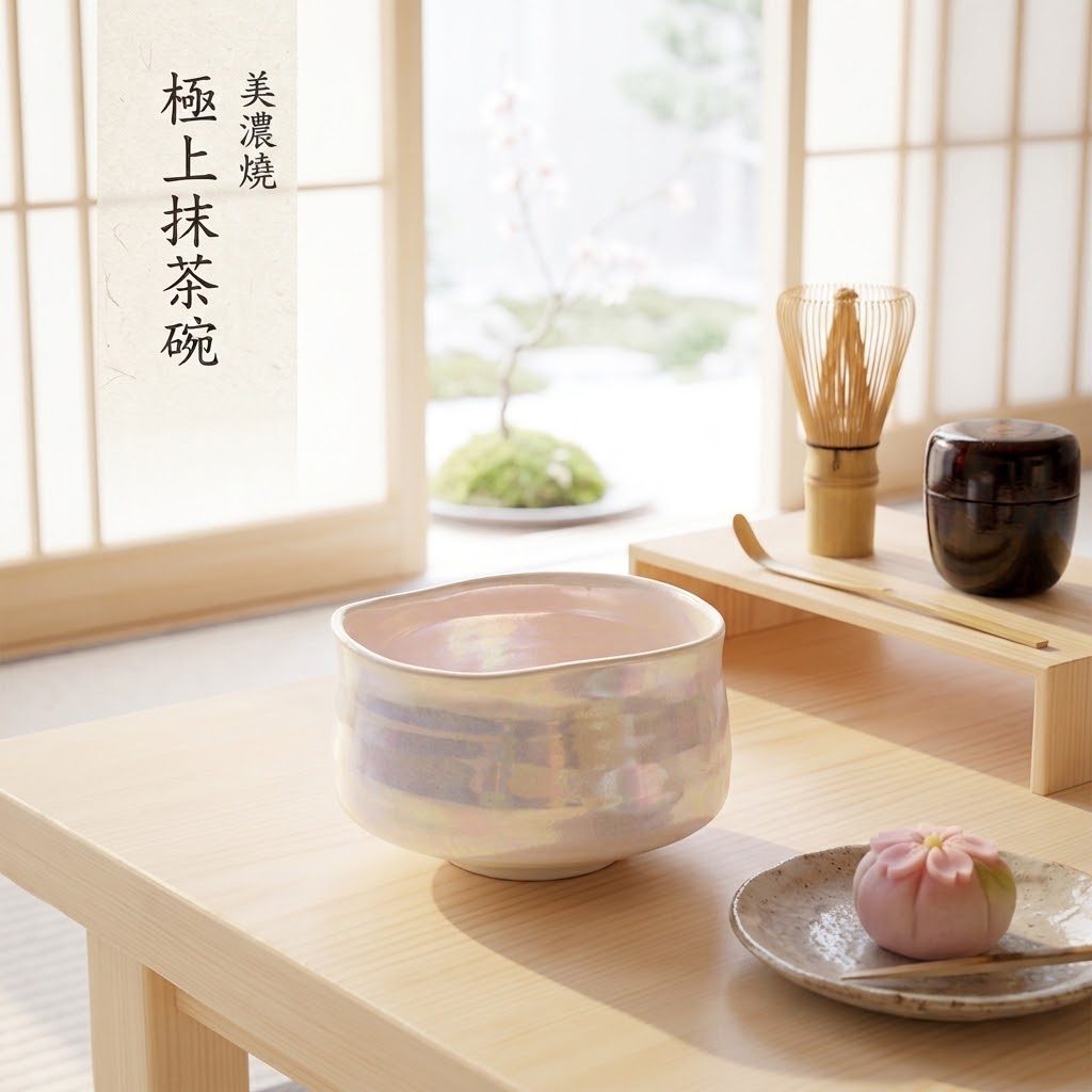 日本製 美濃燒 高級感光澤 白光彩抹茶碗 | 抹茶碗 抹茶道具 Matcha Bowl