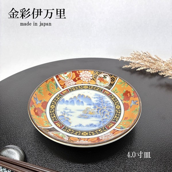日本製【美濃燒】金彩伊萬里・牡丹花鳥 4寸小盤|質感釉彩陶瓷盤 醬油碟 小菜盤 餐盤 壽司碟 點心盤