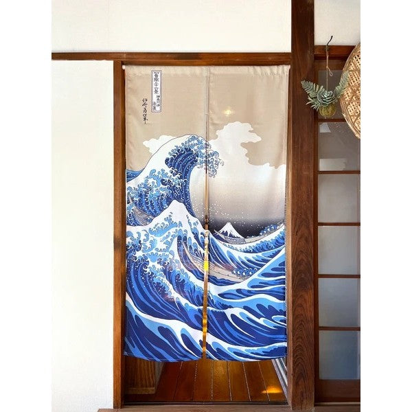 日本製 白波神奈川沖浪裏 葛飾北斎白波 廚房門簾 日式門簾 透光門簾 長門簾 85×150cm 85×120cm 85×90cm