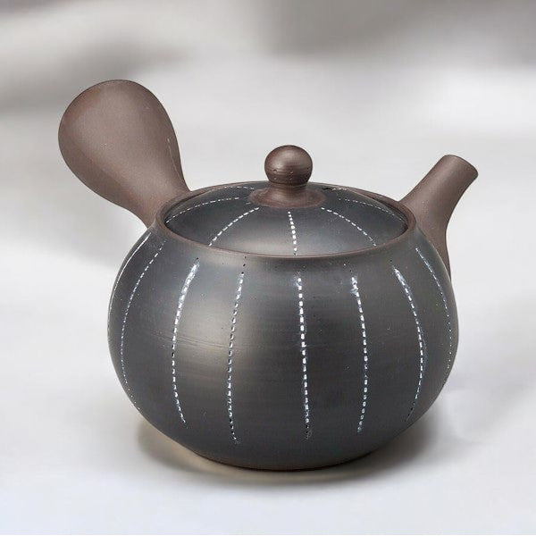 日本製 常滑燒 春秋黑泥白點線茶壺 | 急須壺 側把急須壺 日式茶壺 常滑燒茶壺