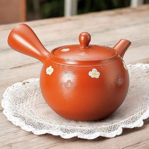 日本製 常滑燒 竹春朱泥急須壺 | 陶瓷茶壺 手把泡茶壺 橫手急須 茶壺 日本茶壺