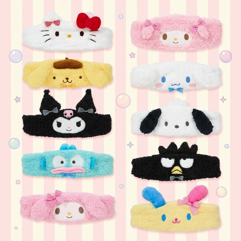 日本正品 三麗鷗 可愛造型髮帶 Hello Kitty 美樂蒂|吸水速乾 一戴固定 洗臉更方便 化妝髮帶