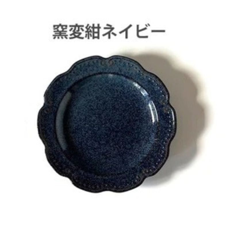 日本製 美濃燒 葉紋浮雕花型陶瓷圓盤 17.5cm|7色可選|法式餐盤 甜點盤 水果盤