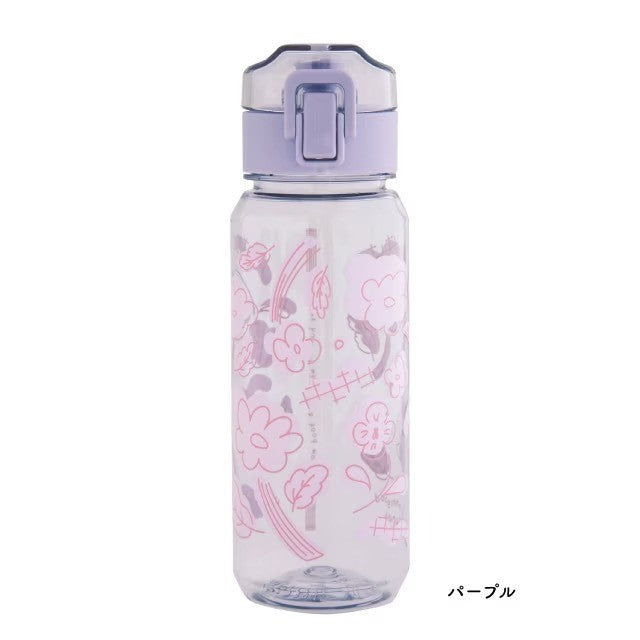 日本 BISQUE 透明可愛彩色花朵水壺520ml|可冷凍 冷水壺 彈蓋水壺 直飲水壺 透明水壺