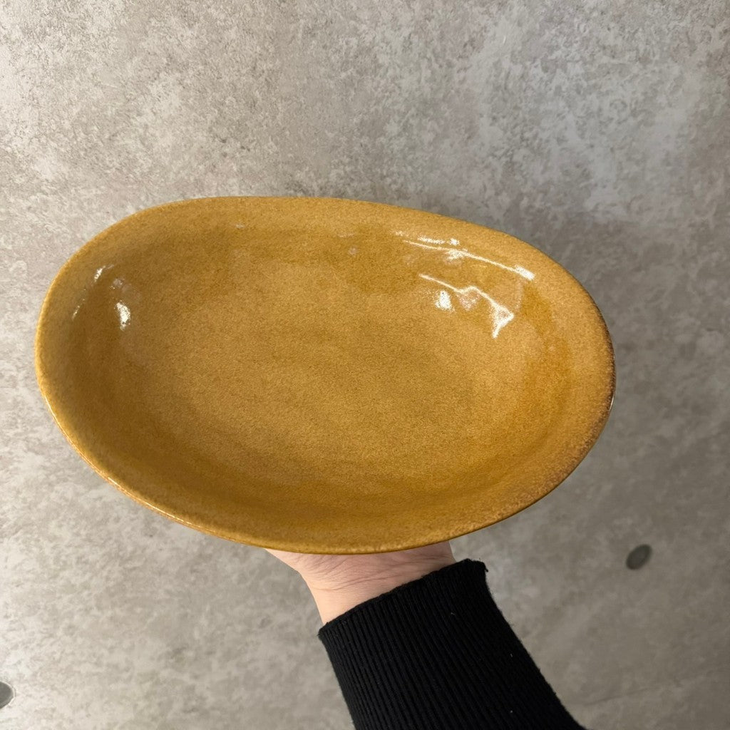 日本製 美濃燒 日系咖啡廳風 橢圓咖哩盤 24cm|陶瓷盤 沙拉盤 義大利麵盤