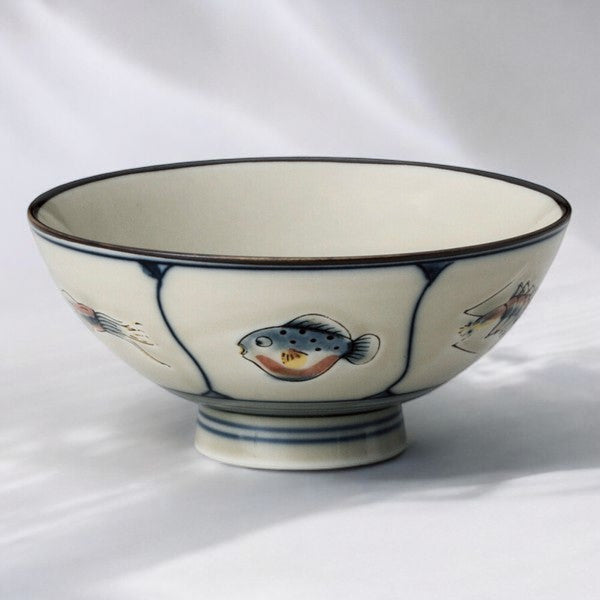 日本製 TOKIWA 美濃燒 水族館飯碗 | 高台碗 茶碗 小魚碗 家用碗 中碗 日本製碗 碗 日式餐具