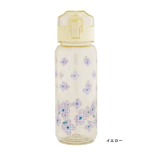 日本 BISQUE 透明可愛彩色花朵水壺520ml|可冷凍 冷水壺 彈蓋水壺 直飲水壺 透明水壺