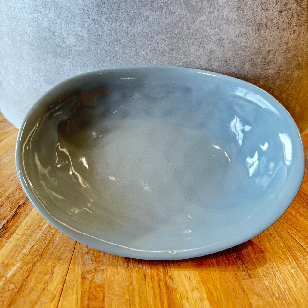 日本製 美濃燒 日系咖啡廳風 橢圓咖哩盤 24cm|陶瓷盤 沙拉盤 義大利麵盤