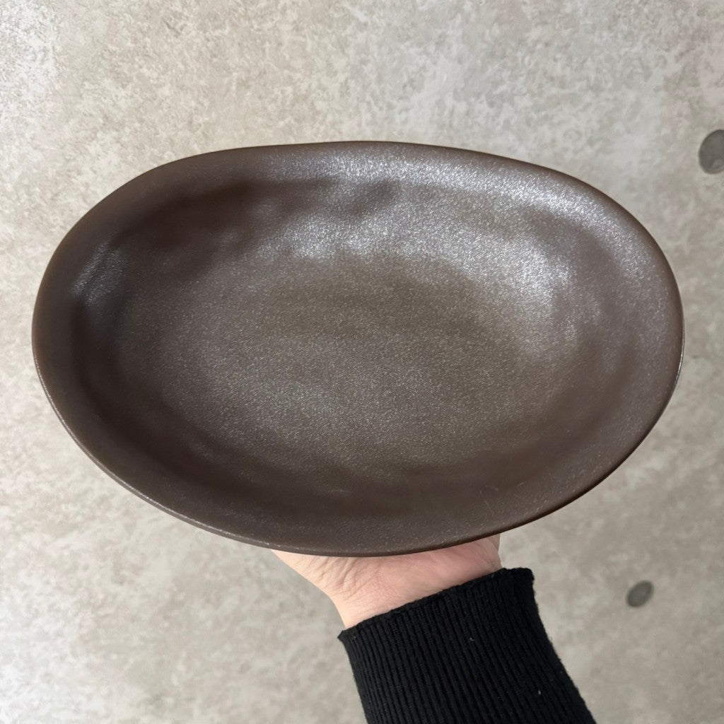 日本製 美濃燒 日系咖啡廳風 橢圓咖哩盤 24cm|陶瓷盤 沙拉盤 義大利麵盤