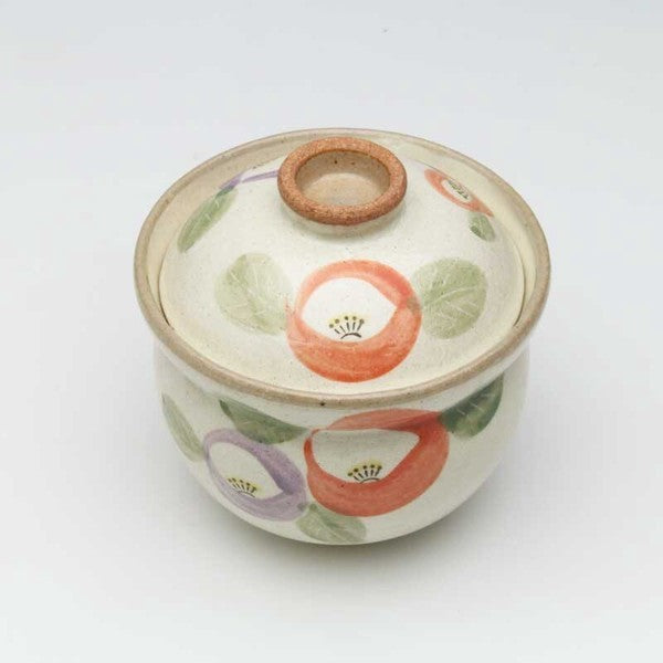 日本製 手繪陶瓷紅色吉祥紋蓋碗 | 蒸蛋碗 甜點碗 茶碗蒸 日本碗 帶蓋碗 湯盅 湯碗 燕窩碗 新年碗盤