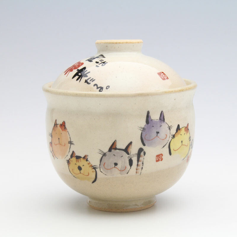 日本製 手繪陶瓷紅色吉祥紋蓋碗 | 蒸蛋碗 甜點碗 茶碗蒸 日本碗 帶蓋碗 湯盅 湯碗 燕窩碗 新年碗盤